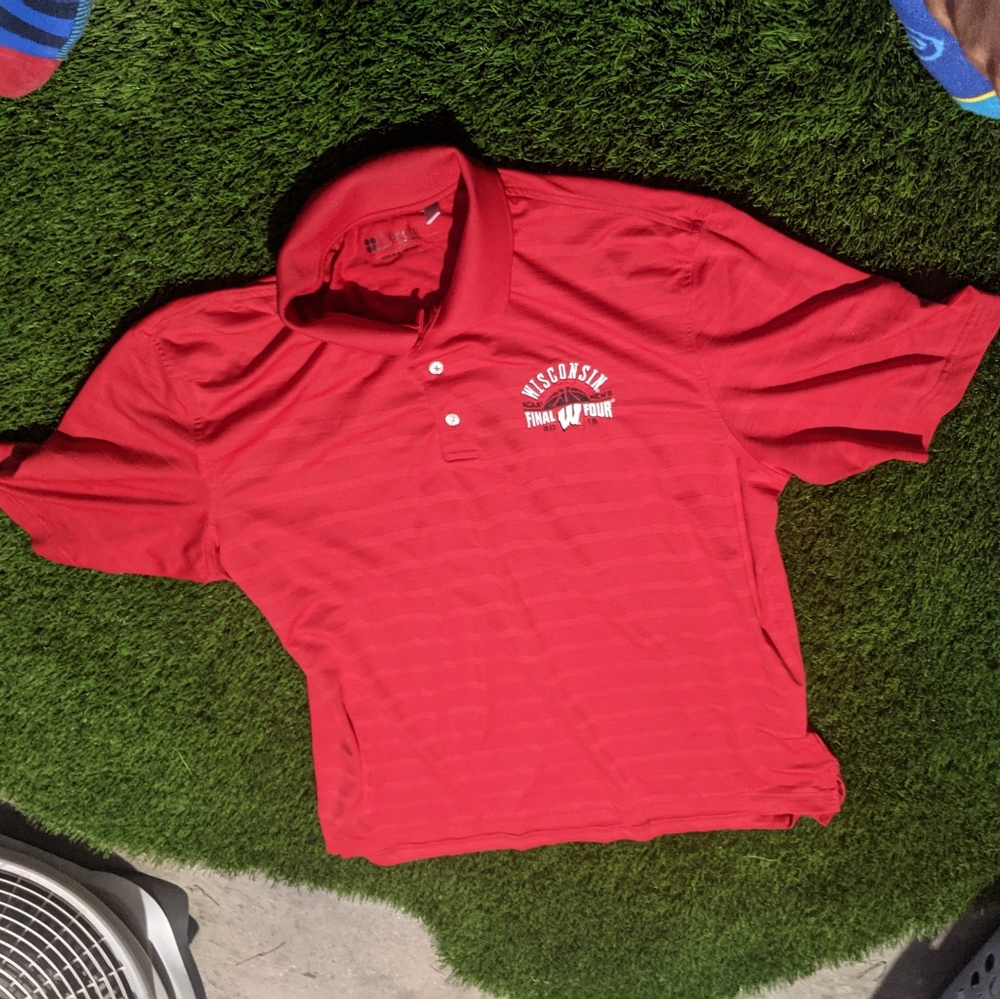 Gear Vintage Wisconsin Badgers 2015 Final Four Embroided Polo Shirt Size L